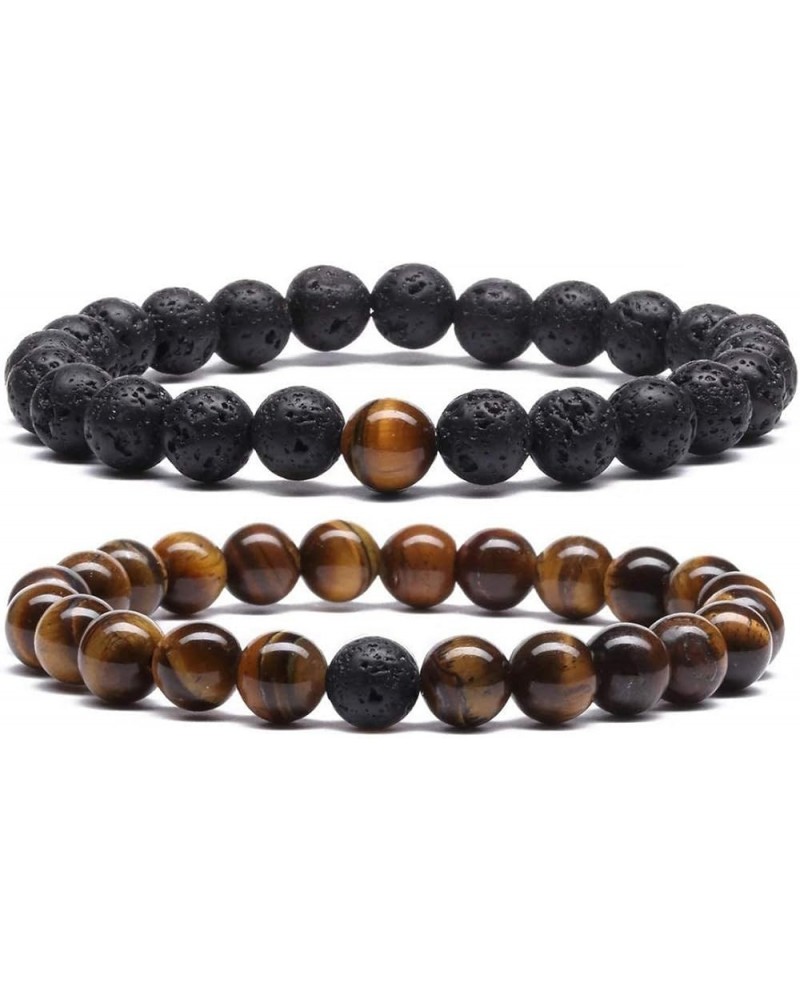 Couples Matching Bracelet Set Lava Rock Beads Bracelets Couples Distance Bracelets for Women Stone Jewelry style 9 $5.63 Brac...