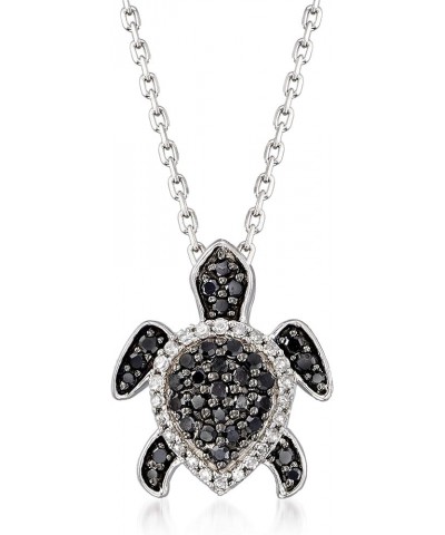 0.25 ct. t.w. Black and White Diamond Turtle Pendant Necklace in Sterling Silver 18.0 Inches $103.40 Necklaces