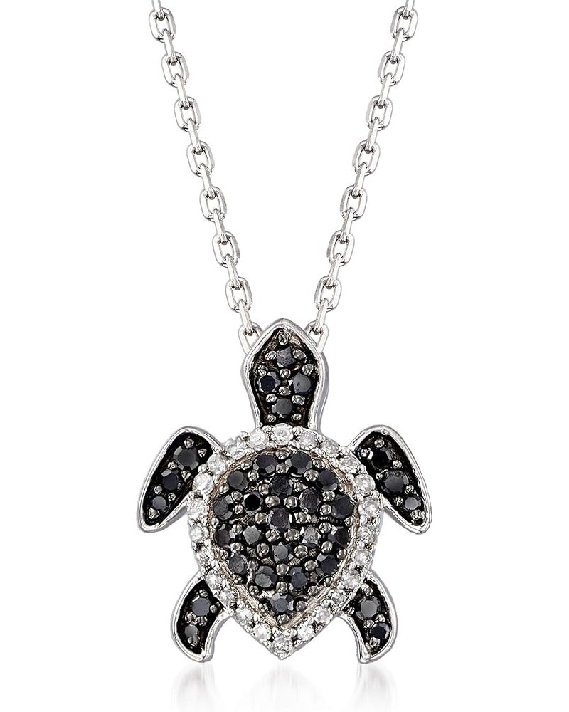 0.25 ct. t.w. Black and White Diamond Turtle Pendant Necklace in Sterling Silver 18.0 Inches $103.40 Necklaces