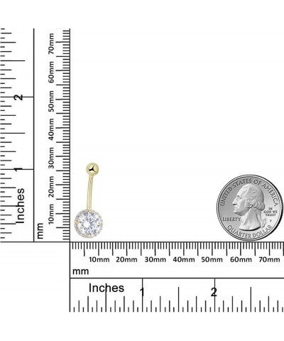 10K Gold 8mm Simulated Diamond CZ Halo Belly Button Ring Body Jewelry (14 Gauge) Yellow Gold $38.76 Body Jewelry