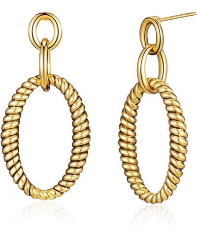 Drop Earrings for Women Designer Brand Unique 2 Tone Gold & Silver Dangle Earring Jewelry Gift two tone 1 $11.20 Earrings