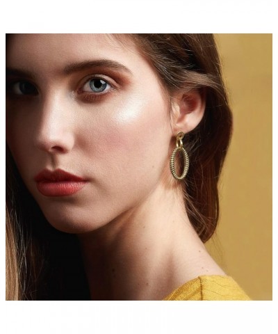 Drop Earrings for Women Designer Brand Unique 2 Tone Gold & Silver Dangle Earring Jewelry Gift two tone 1 $11.20 Earrings