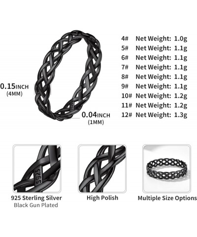 925 Sterling Silver Celtic Knot Eternity Wedding Band for Women, 4 mm Wide, Size 4-12 (with Gift Box) Black $9.20 Rings