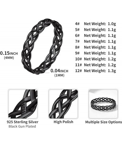 925 Sterling Silver Celtic Knot Eternity Wedding Band for Women, 4 mm Wide, Size 4-12 (with Gift Box) Black $9.20 Rings