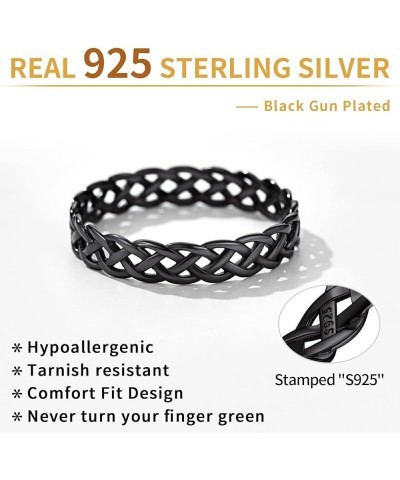 925 Sterling Silver Celtic Knot Eternity Wedding Band for Women, 4 mm Wide, Size 4-12 (with Gift Box) Black $9.20 Rings