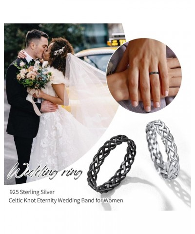 925 Sterling Silver Celtic Knot Eternity Wedding Band for Women, 4 mm Wide, Size 4-12 (with Gift Box) Black $9.20 Rings