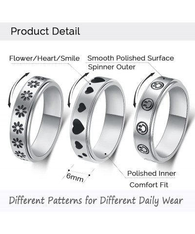 Anxiety Ring for Women Spinner Ring Titanium Stainless Steel Fidget Ring Men 6mm Width With Dog Paw Kitty Cat Face Evil Eye P...