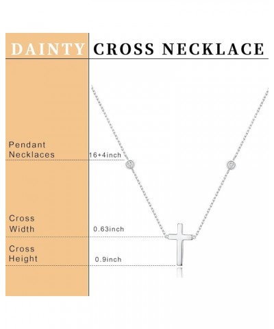 Dainty Cross Necklace for Women Girls - 18K Real Gold Plated Choker Layered Silver/Gold Cute Sideways, Cubic Zirconia Cross P...