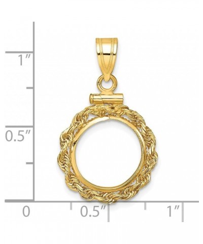 Gold Coin Bezel Pendant Mounting - 13mm 14mm 15mm - Coin Size - Rope Frame Design - 14K Yellow Gold - Screw Top with Bail Coi...