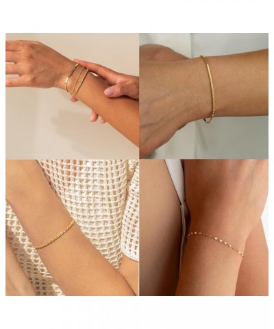 Gold Bracelets for Women Dainty 14K Gold Plated Herringbone Bracelets Jewelry Sets Stackable Figaro Chain Paperclip Link Chai...