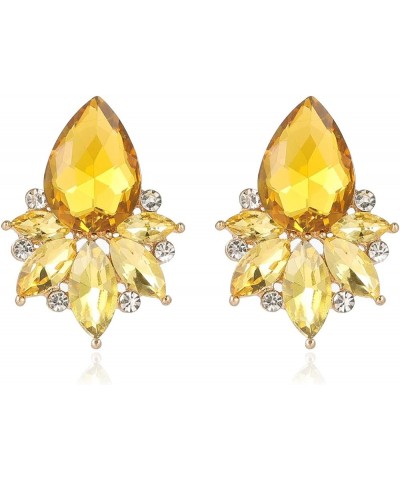 Vintage Rhinestone Earrings Fancy Crystal Cluster Drop Earrings Art Deco Earrings for Women Girls Golden Stud $9.17 Earrings