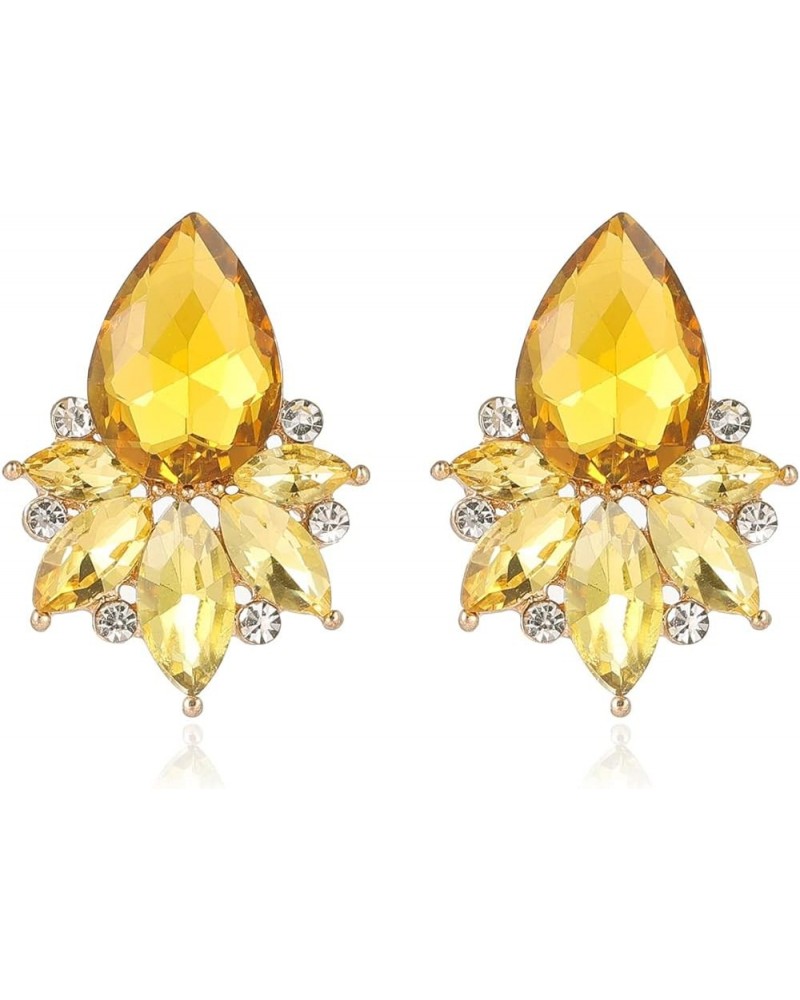 Vintage Rhinestone Earrings Fancy Crystal Cluster Drop Earrings Art Deco Earrings for Women Girls Golden Stud $9.17 Earrings