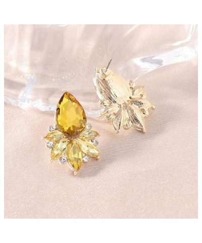 Vintage Rhinestone Earrings Fancy Crystal Cluster Drop Earrings Art Deco Earrings for Women Girls Golden Stud $9.17 Earrings