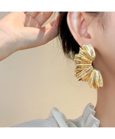 Gold Sculptural Flower Earrings Geometric Statement Earrings for Women Girls Exaggerated Daisy Flower Floral Stud Earrings La...