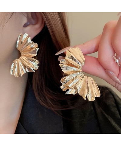 Gold Sculptural Flower Earrings Geometric Statement Earrings for Women Girls Exaggerated Daisy Flower Floral Stud Earrings La...