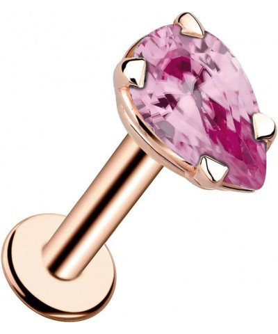 Pink Tourmaline Pear Shaped Flat Back Earring 14K Rose Gold | 18G | 1/4" (6mm) $89.90 Body Jewelry