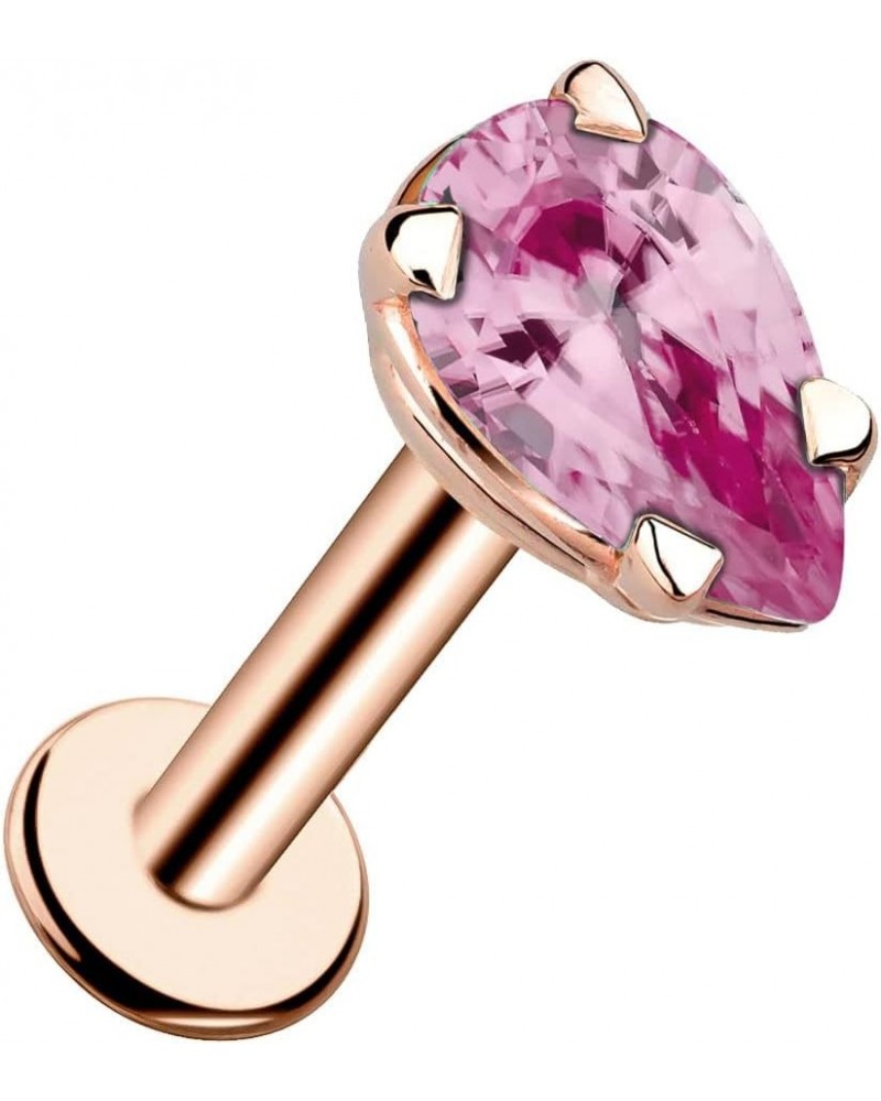 Pink Tourmaline Pear Shaped Flat Back Earring 14K Rose Gold | 18G | 1/4" (6mm) $89.90 Body Jewelry