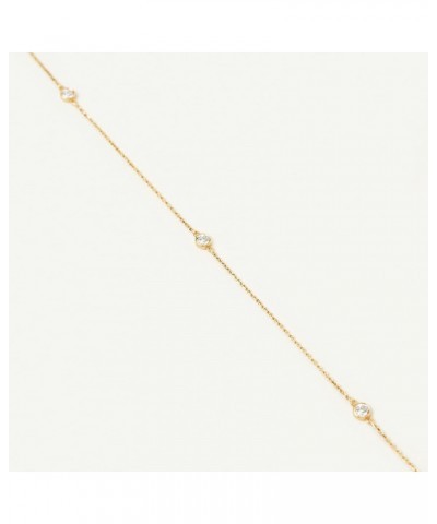 14K Solid Gold CZ Station Necklace for Women | 14K Real Gold Bezel CZ Stone By the Yard Necklace | Dainty Station Necklace | ...