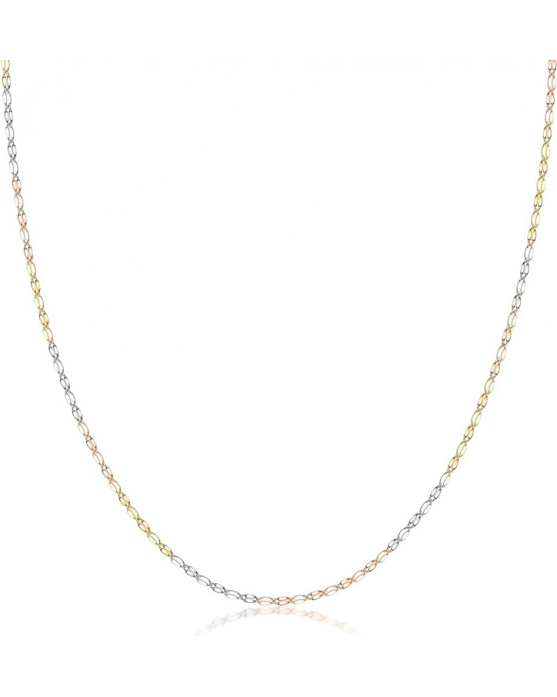 10K Solid Gold 2.0MM Diamond Cut Mirror Chain Necklace or Anklet - Unisex Sizes 10"-30" - Yellow, White, Rose or 3 Tone 3 Ton...