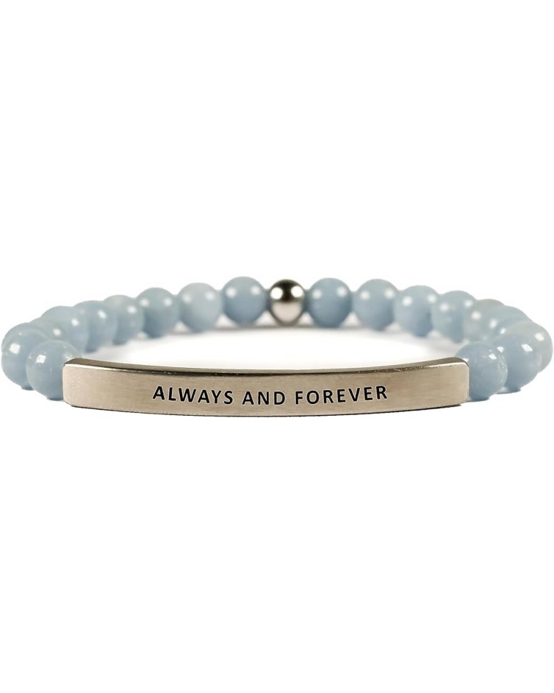 Love Collection Unisex Stretchable Bracelets (ALWAYS AND FOREVER) Blue Angelite $22.37 Bracelets