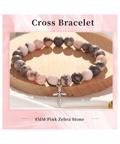 Cross Bracelet for Women With Envelope and Greeting Card,Christian Gifts Natural Stone Cross Bracelet with Bible Verse Prayer...