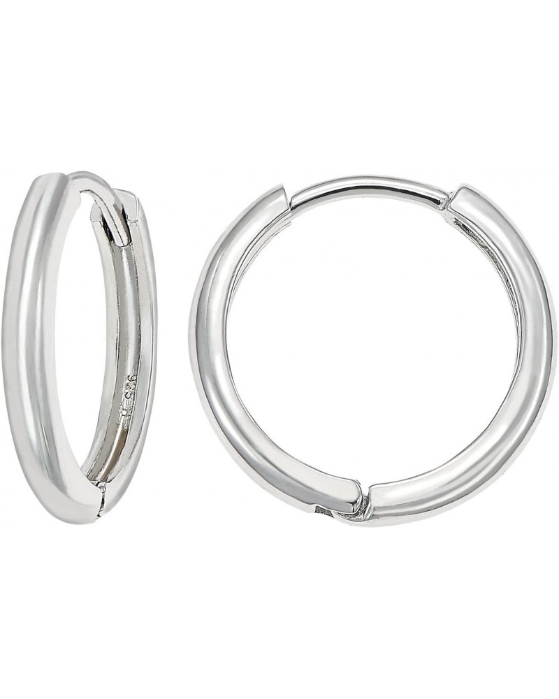 925 Sterling Silver Polished Classic 2mm x 13mm Small Plain Hoop Huggie Earrings $13.19 Earrings