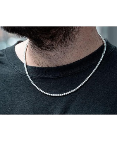 Unisex Anti-Tarnish Micro Skinny 2mm Real Solid 925 Sterling Silver one Row Tennis Chain AAA CZ Choker Necklace 16-30" Bracel...