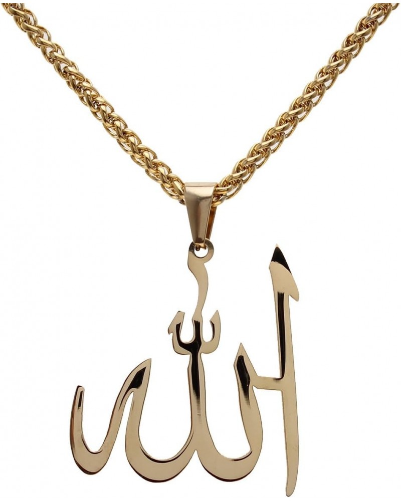 Large Gold Pt Allah Necklace Islamic Arabic God Islam Muslim Gift (24" Chain) $8.94 Necklaces