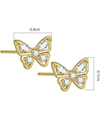 925 Sterling Silver Cubic Zirconia Butterfly Stud earrings for Women Girl Golden&Silver $10.19 Earrings