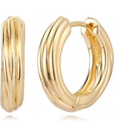 Women Huggie Earrings Gold Hoop 14K Gold Filled Small Simple Handmade Hypoallergenic Everyday Jewelry Twisted $10.29 Earrings