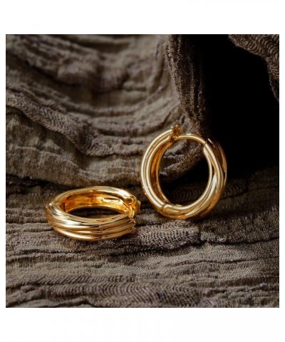 Women Huggie Earrings Gold Hoop 14K Gold Filled Small Simple Handmade Hypoallergenic Everyday Jewelry Twisted $10.29 Earrings