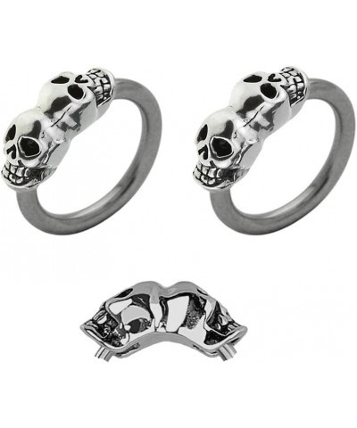 Pair of Double 2 Skull Skeleton Captive Bead Ring Lip, Belly, Nipple, Septum, Earring Hoop 12g $14.46 Body Jewelry