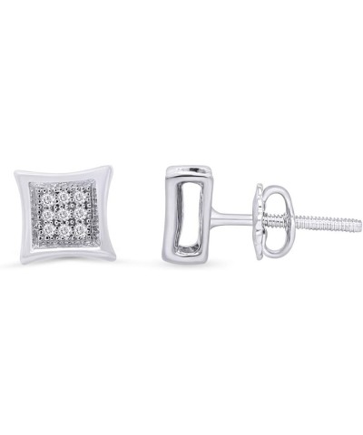 White Natural Diamond Square Stud Earrings In 14K Gold Over Sterling Silver (0.05 Ct) white-gold-plated-silver $20.24 Earrings