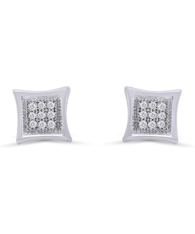 White Natural Diamond Square Stud Earrings In 14K Gold Over Sterling Silver (0.05 Ct) white-gold-plated-silver $20.24 Earrings