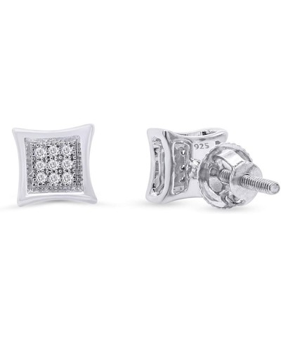 White Natural Diamond Square Stud Earrings In 14K Gold Over Sterling Silver (0.05 Ct) white-gold-plated-silver $20.24 Earrings