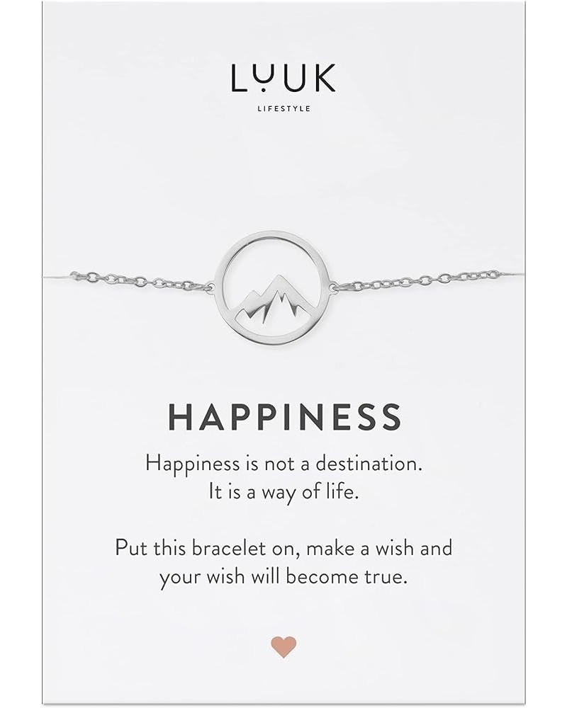 Stainless steel bracelet with pendant and HAPPINESS card, filigree and minimalist women's jewelry, unique gift idea, lucky ch...