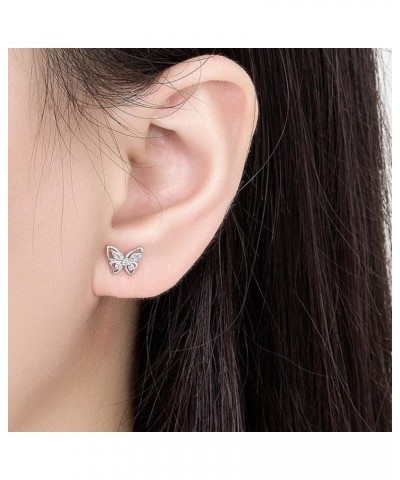 925 Sterling Silver Cubic Zirconia Butterfly Stud earrings for Women Girl Golden&Silver $10.19 Earrings