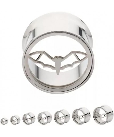 316L Stainless Steel Cut Out Bat with Open Wings Double Flared Plugs, Sold As Pair 8mm (0GA) Silver Tone $8.91 Body Jewelry