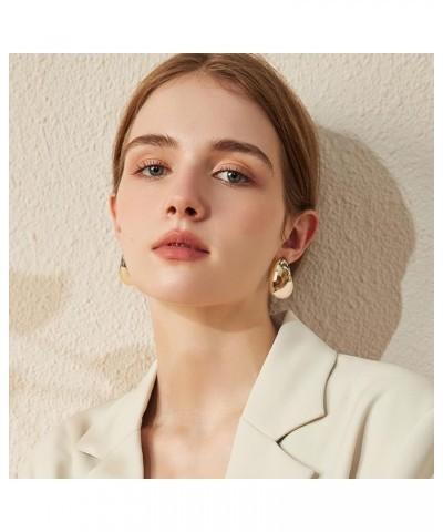 Tear Drop Bottega Earring Dupes Statemen Chunky Waterdrop Hoop Earrings for Women - Fashion Trendy Waterdrop Polished Brushed...