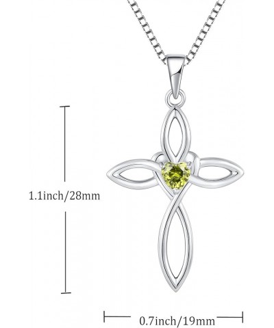 Celtic Knot Cross Necklace for Women 925 Sterling Silver Crucifix Pendant Birthstones Jewelry 8-peridot-Aug $30.79 Necklaces