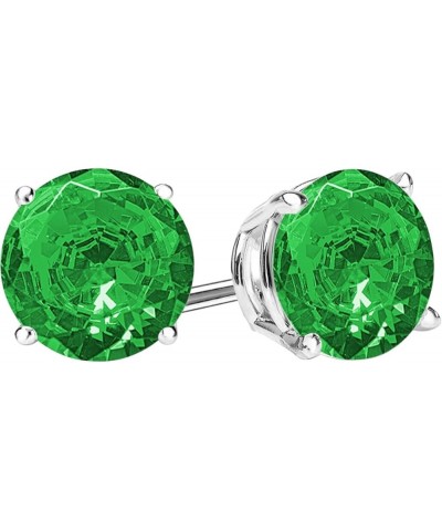 1/2-10 Carat Total Weight Emerald Stud Earrings 4 Prong Push Back 0.5 Carat 14K White Gold $358.94 Earrings