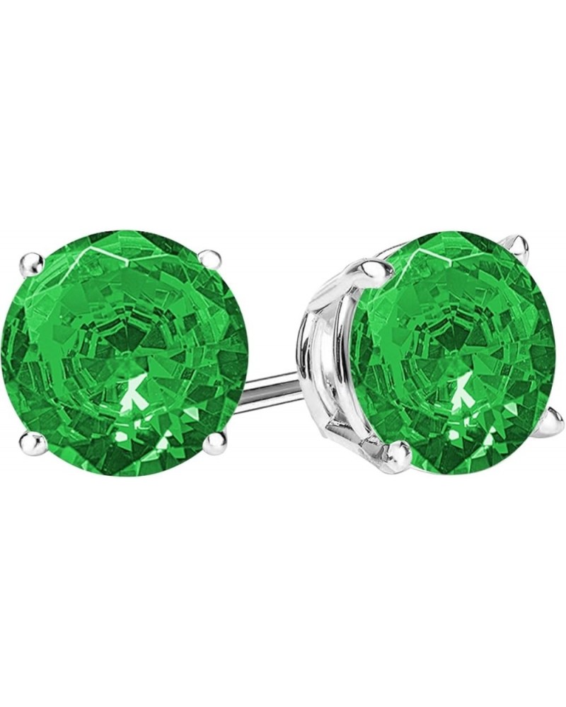 1/2-10 Carat Total Weight Emerald Stud Earrings 4 Prong Push Back 0.5 Carat 14K White Gold $358.94 Earrings