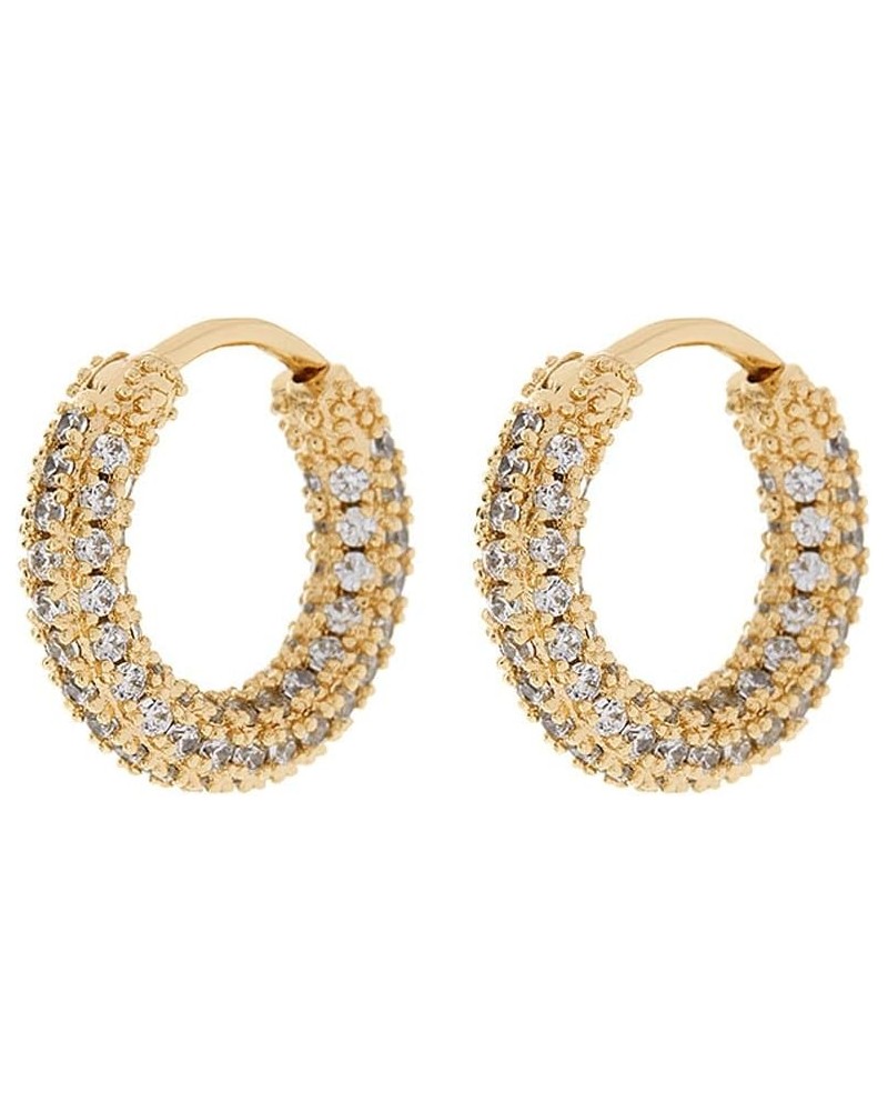 Pave Amalfi Huggie Hoop Earrings in CZ and Polished Gold Plated $34.40 Earrings