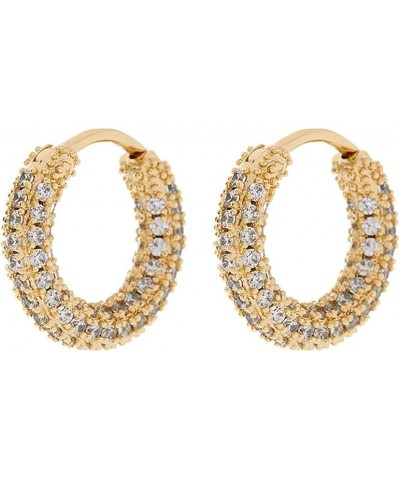 Pave Amalfi Huggie Hoop Earrings in CZ and Polished Gold Plated $34.40 Earrings