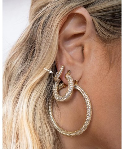 Pave Amalfi Huggie Hoop Earrings in CZ and Polished Gold Plated $34.40 Earrings