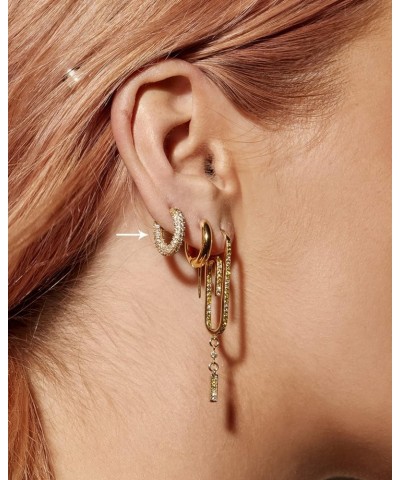 Pave Amalfi Huggie Hoop Earrings in CZ and Polished Gold Plated $34.40 Earrings