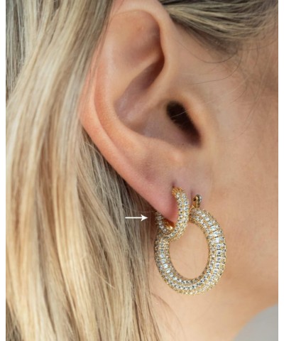 Pave Amalfi Huggie Hoop Earrings in CZ and Polished Gold Plated $34.40 Earrings