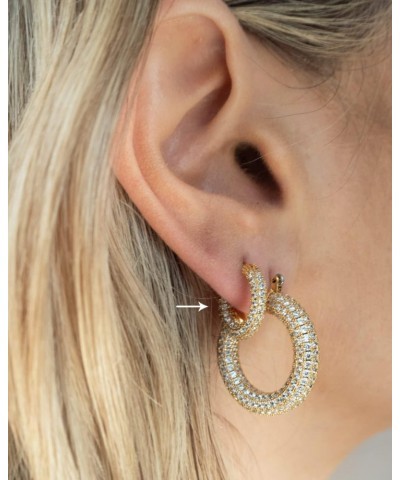 Pave Amalfi Huggie Hoop Earrings in CZ and Polished Gold Plated $34.40 Earrings