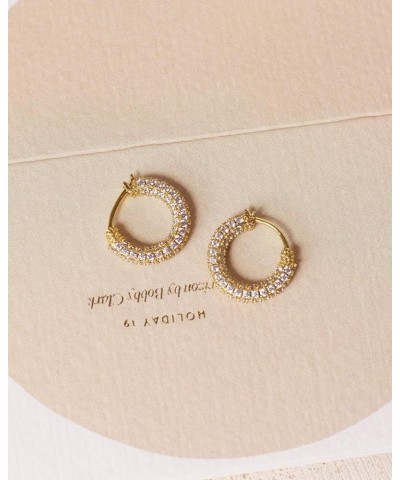 Pave Amalfi Huggie Hoop Earrings in CZ and Polished Gold Plated $34.40 Earrings