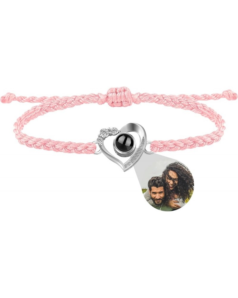 Custom Photo Bracelet Personalized Photo Projection Bracelet Heart Photo Bracelets with Picture Inside Braided Bracelet for W...